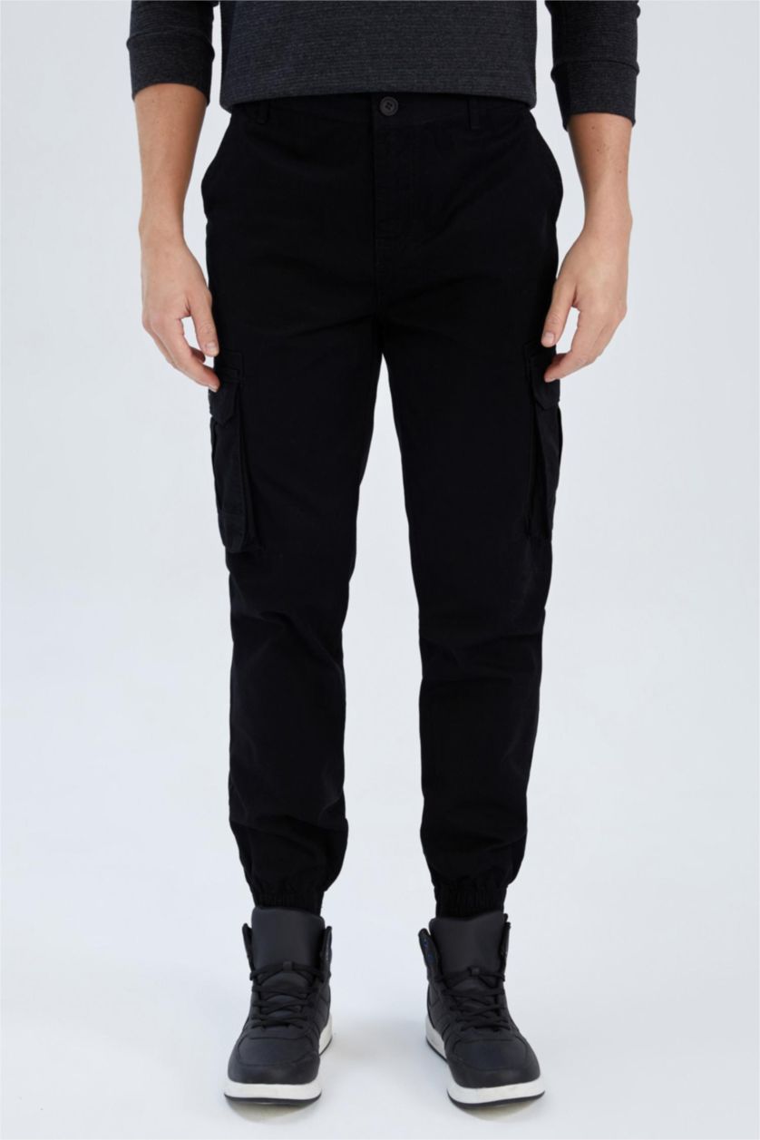HOMME Noir Pantalon La Gabardıne Jogging Cargo Régulier