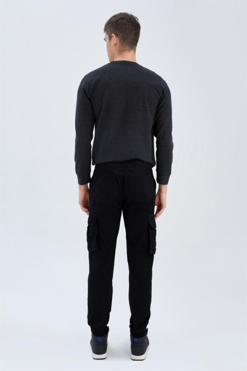 HOMME Noir Pantalon La Gabardıne Jogging Cargo Régulier