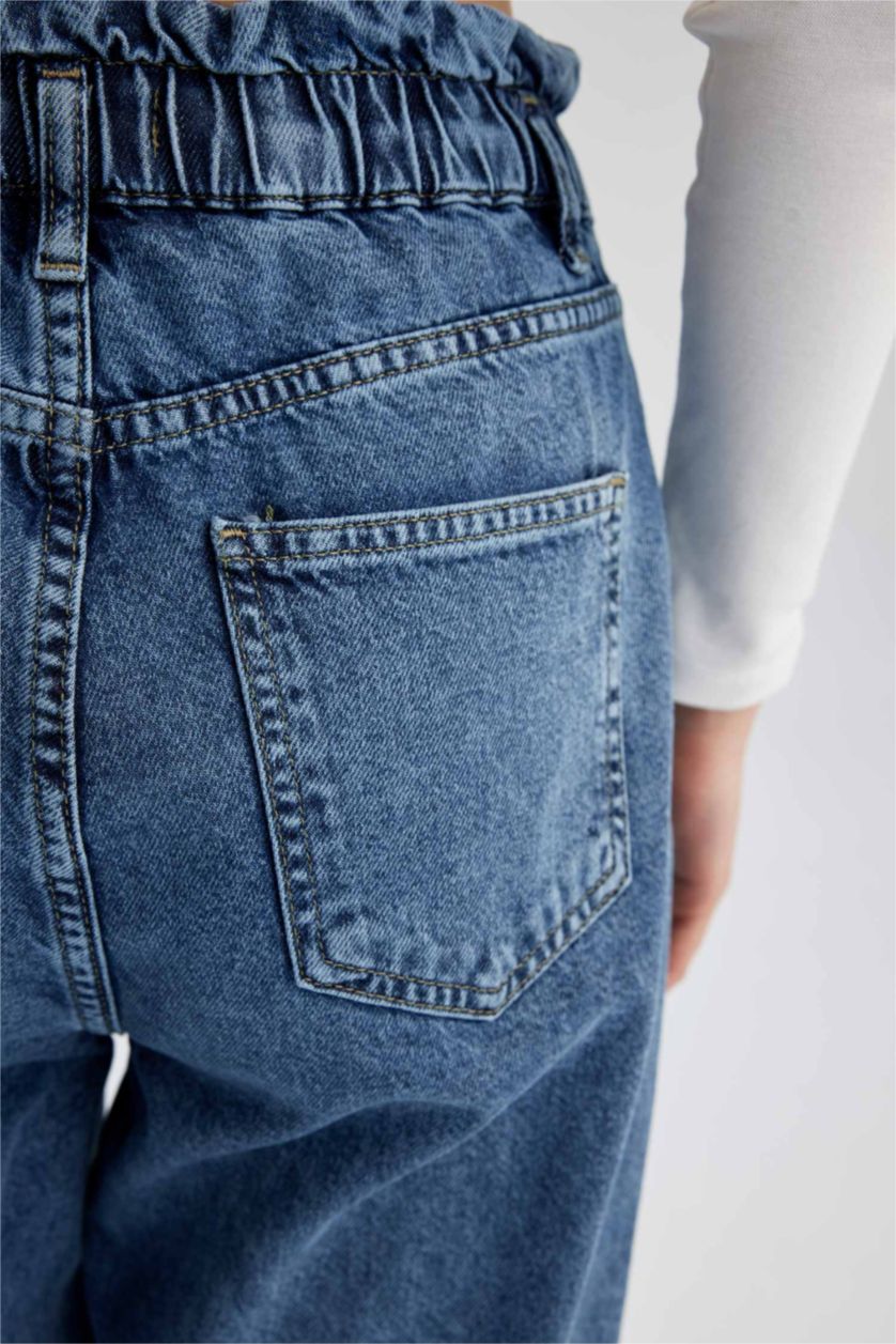 WOMAN Blue High Waist Paperbag Fit Trousers