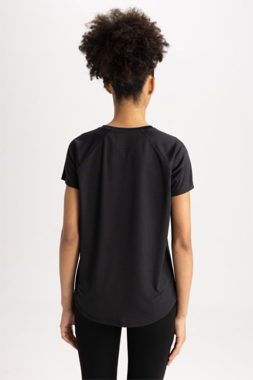 WOMAN Black DeFactoFit Comfort Fit Crew Neck Sports T-Shirt