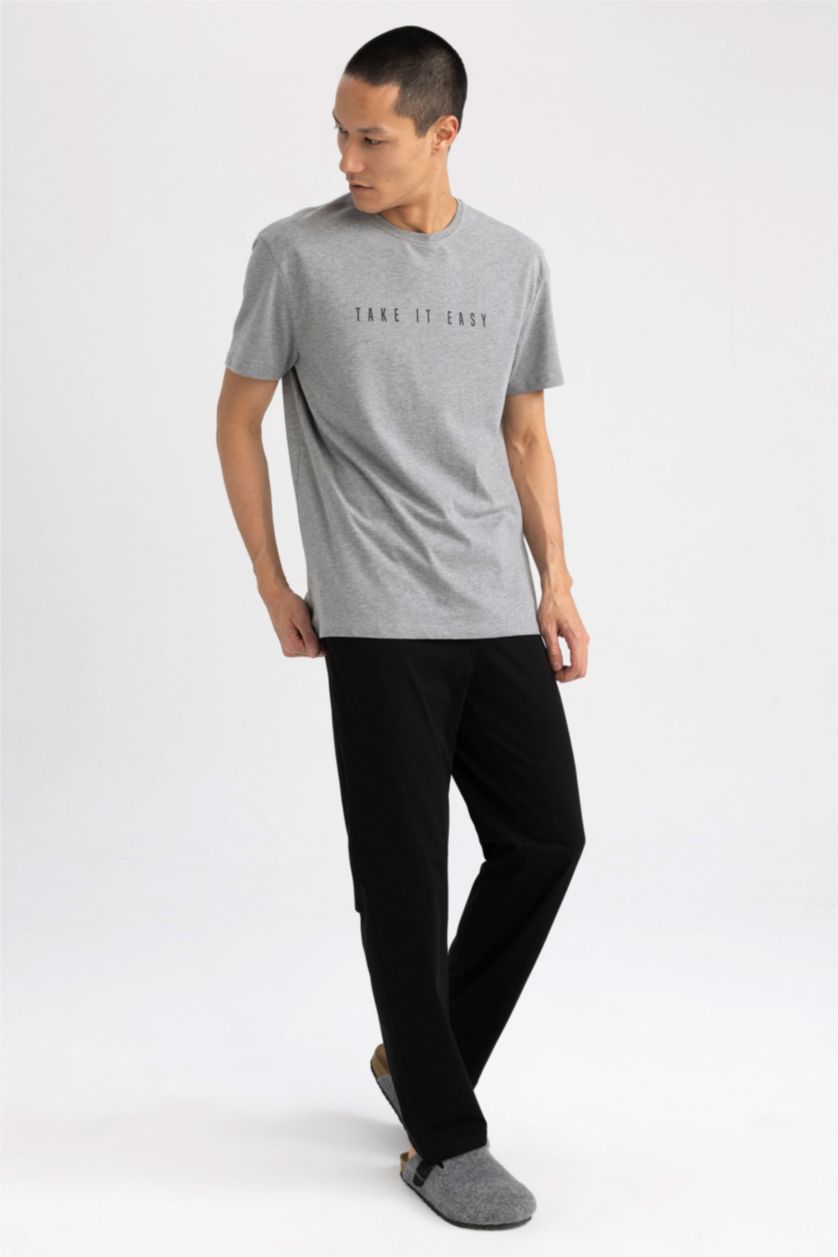 HOMME Gris Ensemble 2 Pièces À Manches Courtes Et Coupe Régulière