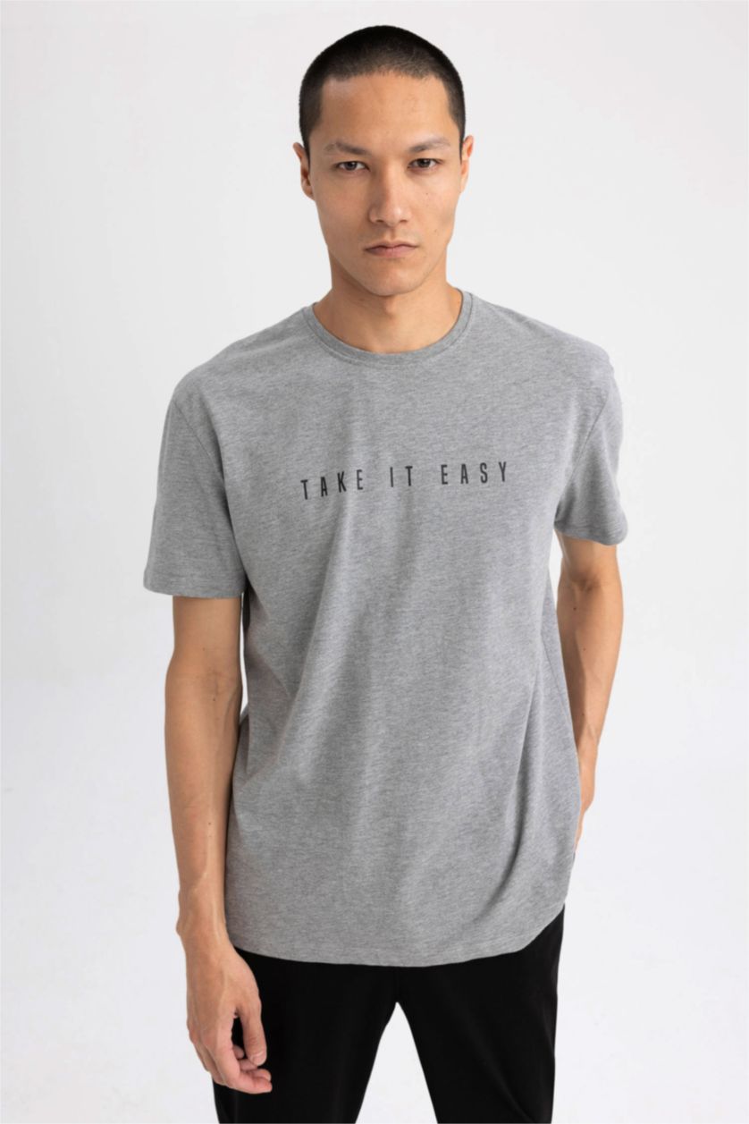 HOMME Gris Ensemble 2 Pièces À Manches Courtes Et Coupe Régulière