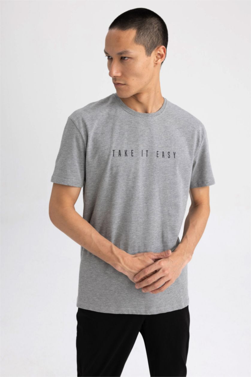 HOMME Gris Ensemble 2 Pièces À Manches Courtes Et Coupe Régulière