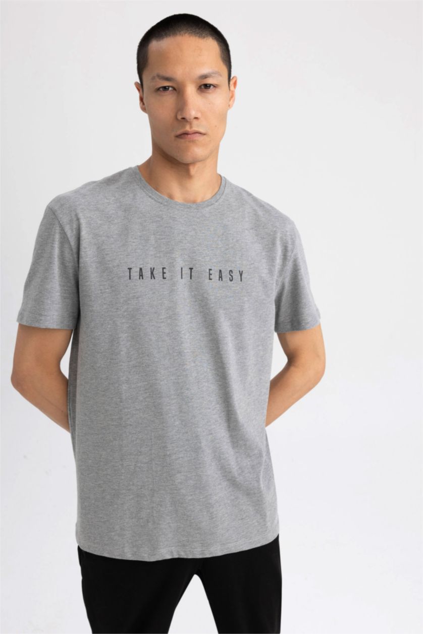 HOMME Gris Ensemble 2 Pièces À Manches Courtes Et Coupe Régulière