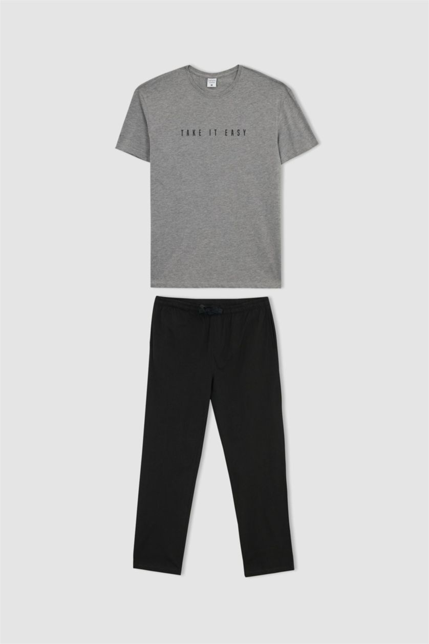 HOMME Gris Ensemble 2 Pièces À Manches Courtes Et Coupe Régulière