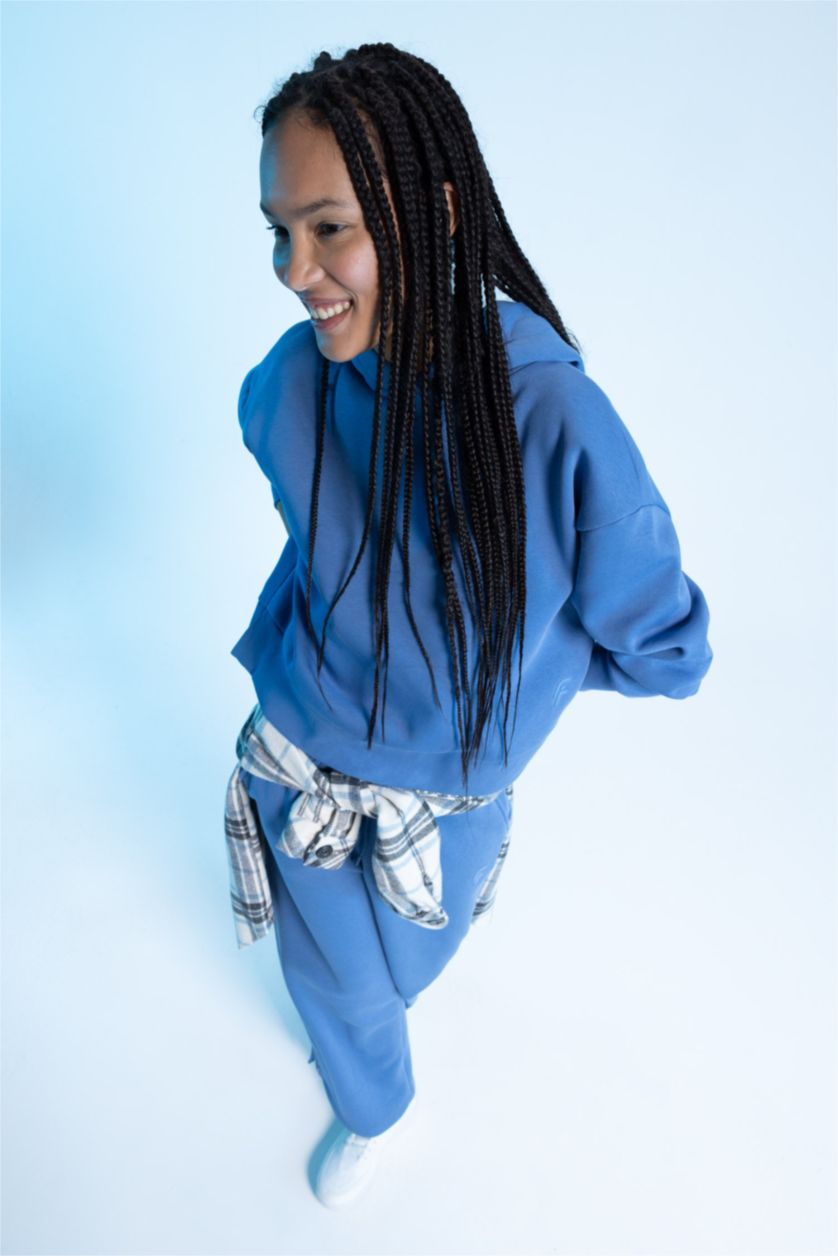 WOMAN Dark Blue Defacto Fit Hoodie Sportswear Sweatshirt