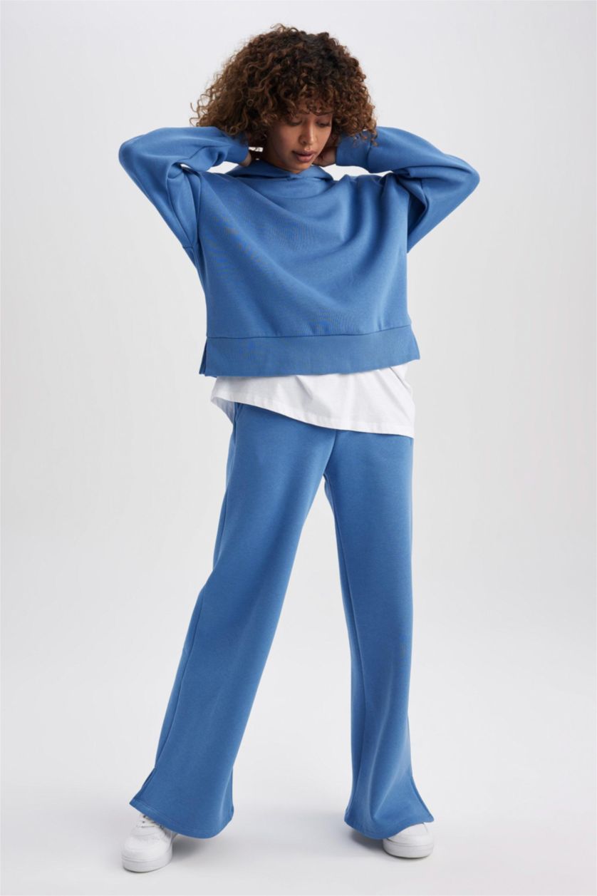 WOMAN Dark Blue Defacto Fit Hoodie Sportswear Sweatshirt