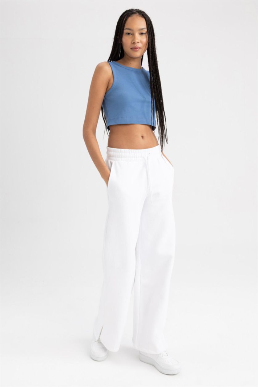 Woman Dark Blue Defacto Fit Slim Fit Crew Neck Athlete Athlete