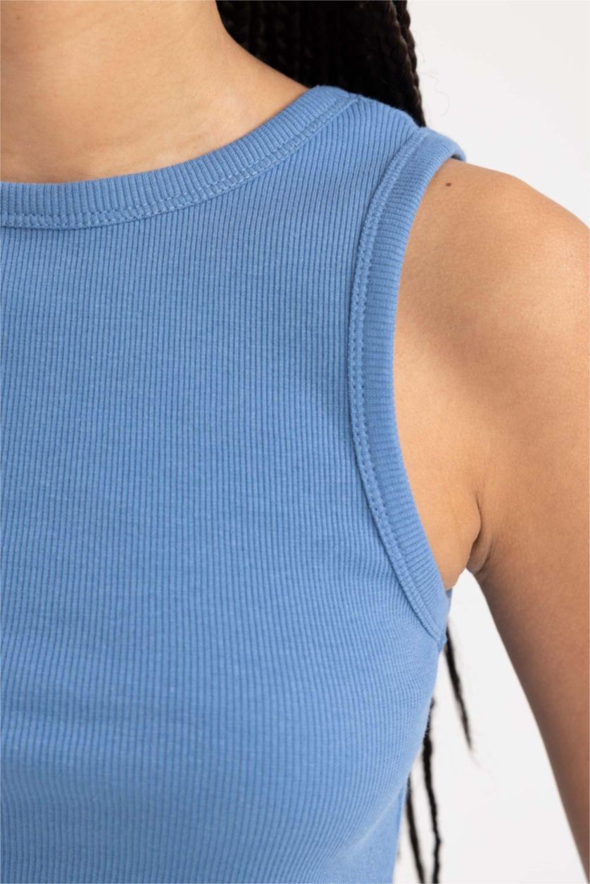 Woman Dark Blue Defacto Fit Slim Fit Crew Neck Athlete Athlete