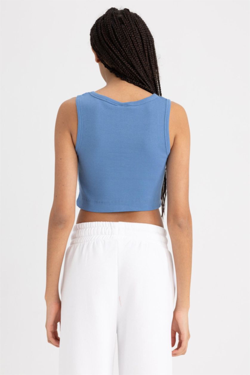 Woman Dark Blue Defacto Fit Slim Fit Crew Neck Athlete Athlete