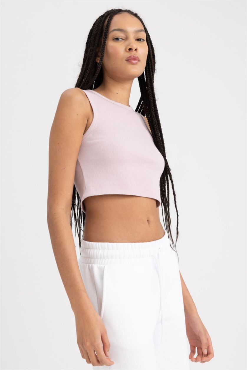 FEMME Bordeaux Débardeur Ctelé Coupe slim raccourcie col rond