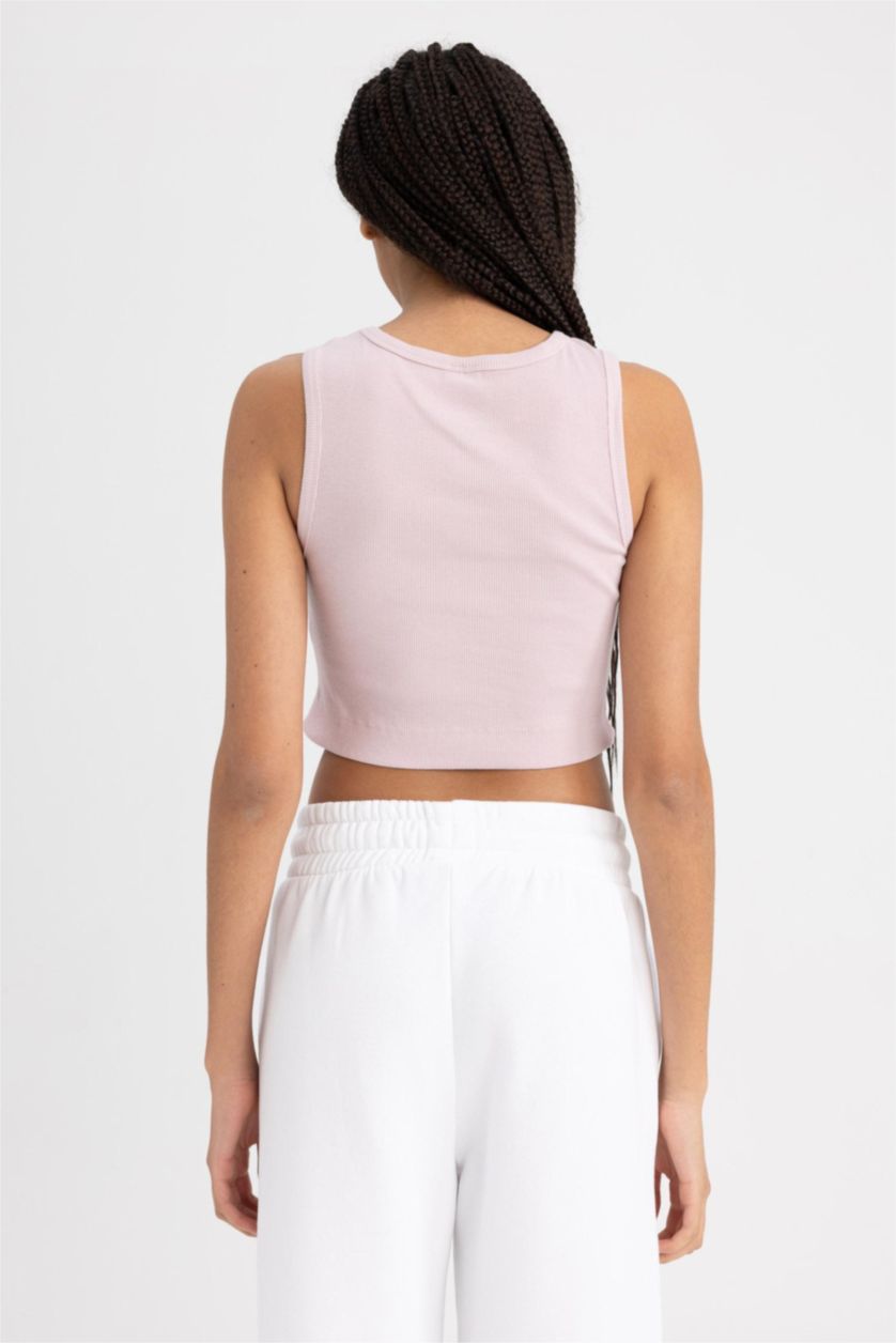 FEMME Bordeaux Débardeur Ctelé Coupe slim raccourcie col rond