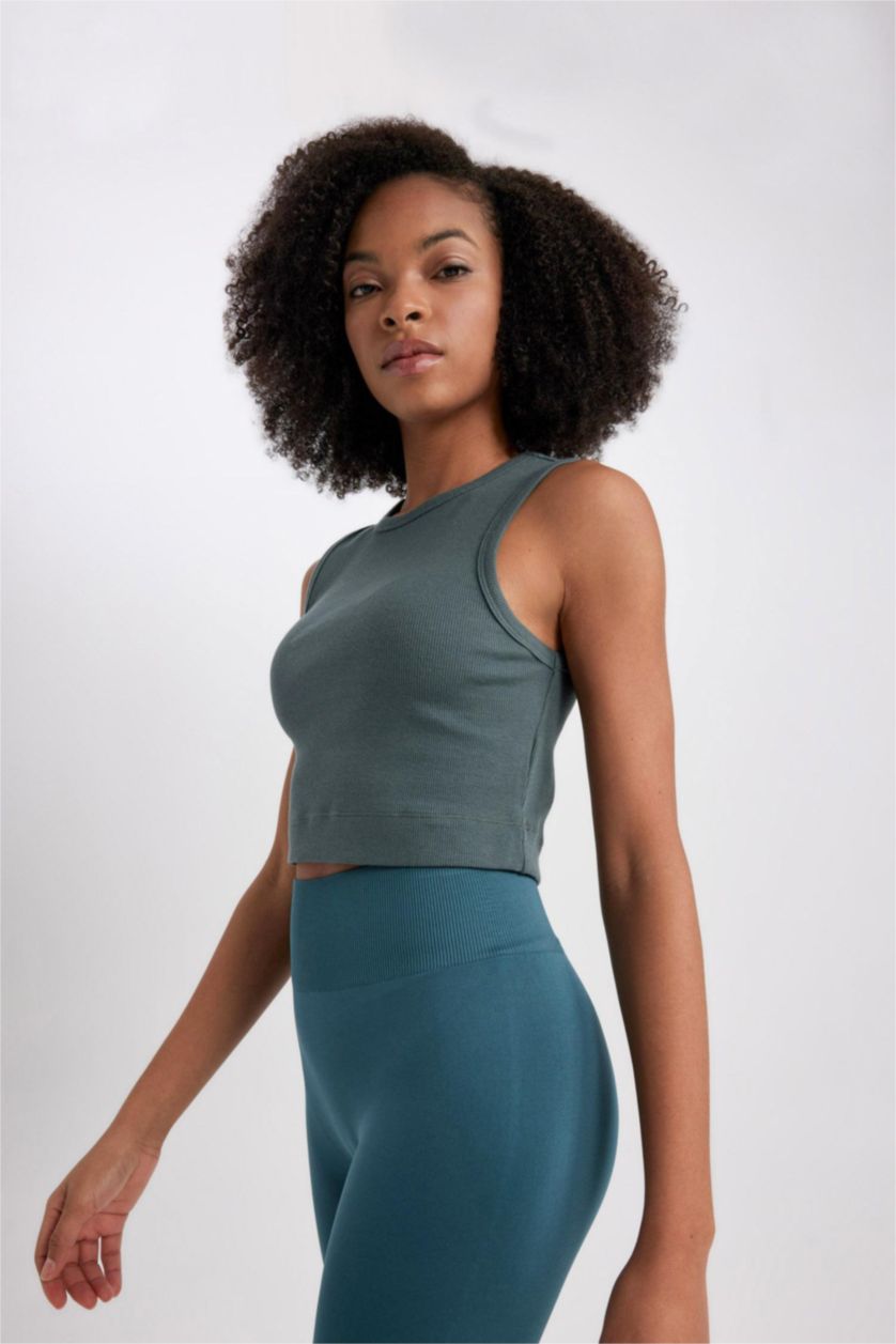 FEMME Vert Débardeur de sport Slim col rond