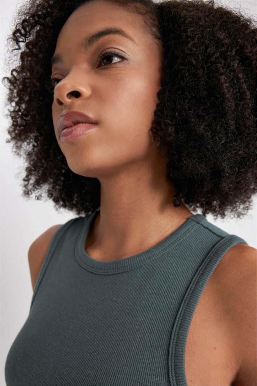 FEMME Vert Débardeur de sport Slim col rond