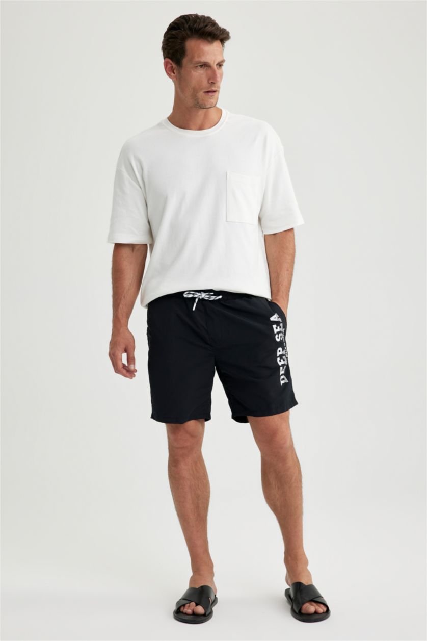 MAN Black Regular Fit Short Swim Shorts