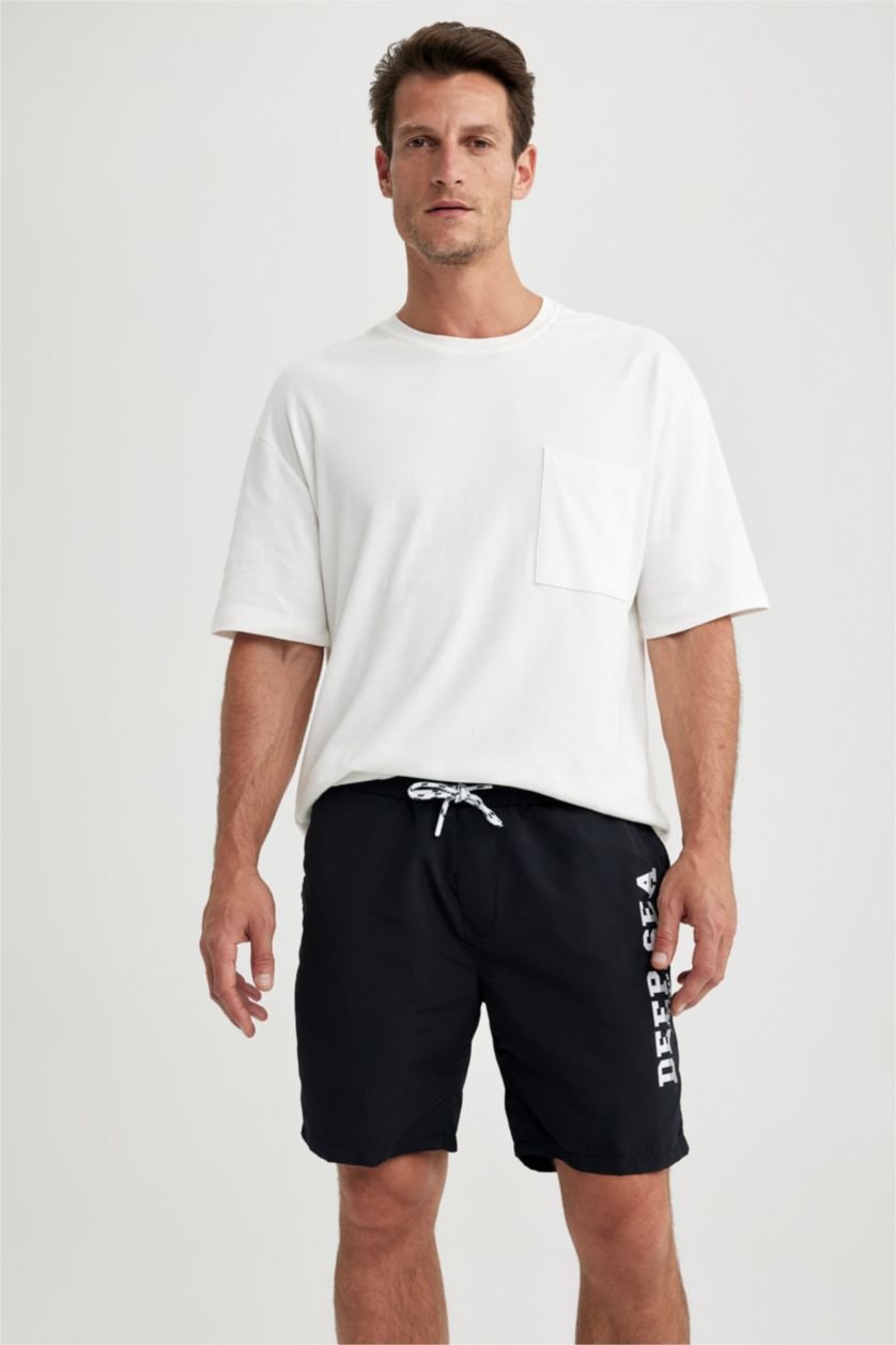 MAN Black Regular Fit Short Swim Shorts