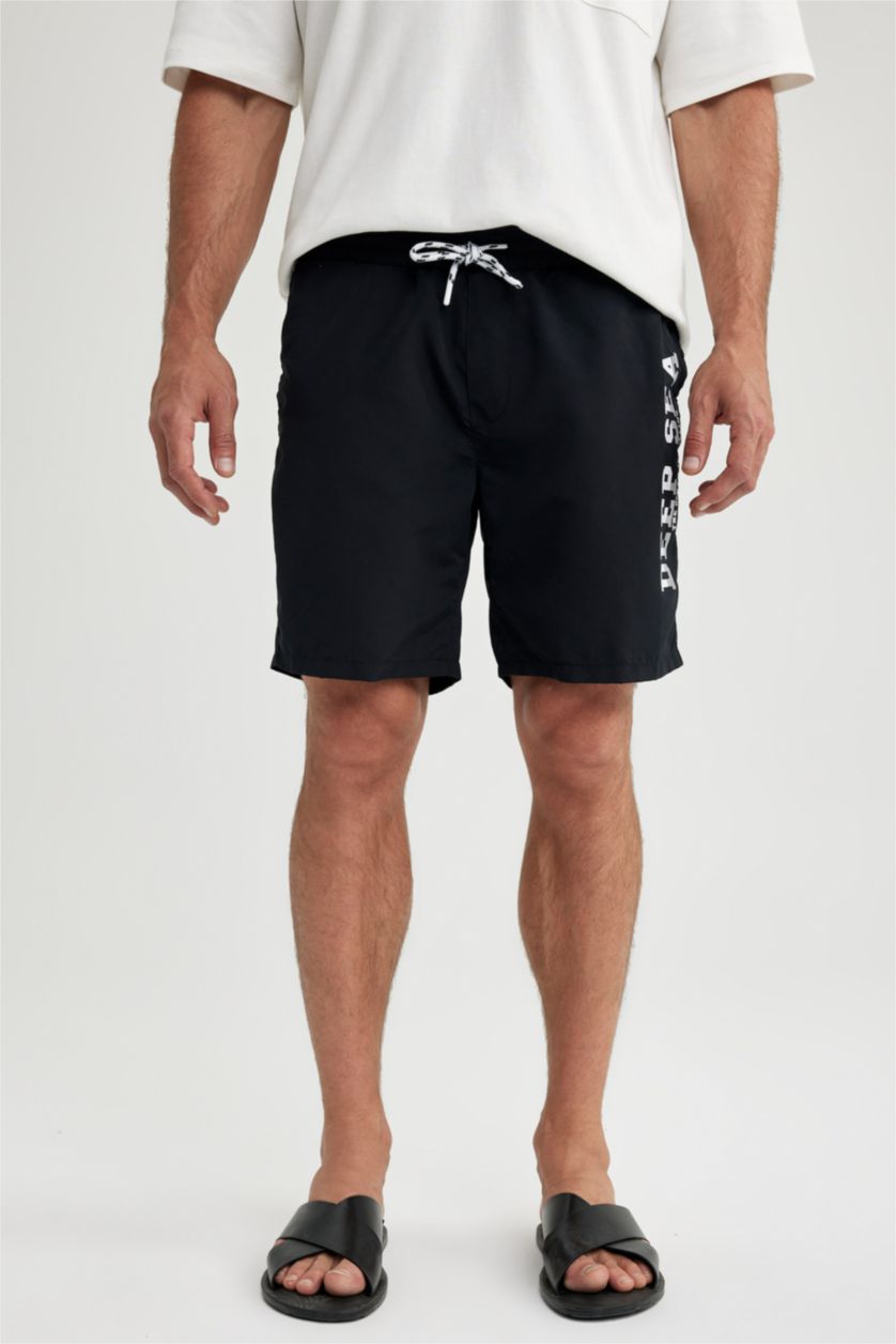 MAN Black Regular Fit Short Swim Shorts