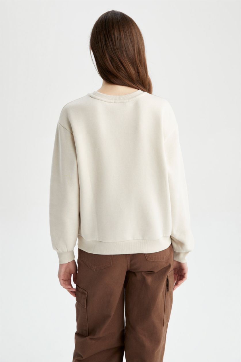 FEMME Beige Clair Sweat Col Rond Coupe Classique