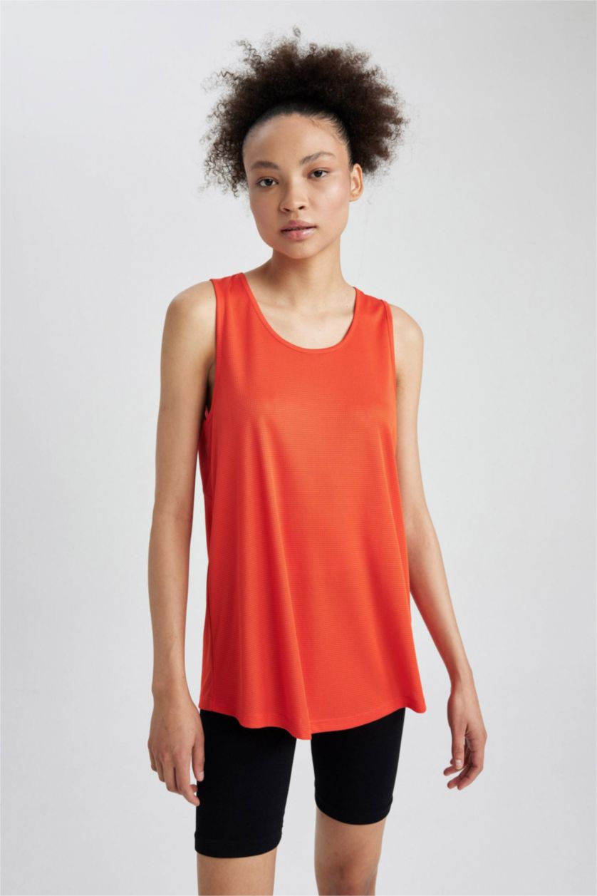 FEMME Orange Defacto Fit Comfort Fit Col Rond Athlète Athlète