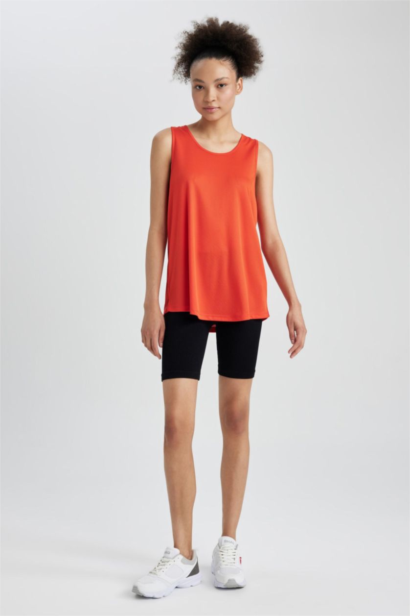 FEMME Orange Defacto Fit Comfort Fit Col Rond Athlète Athlète