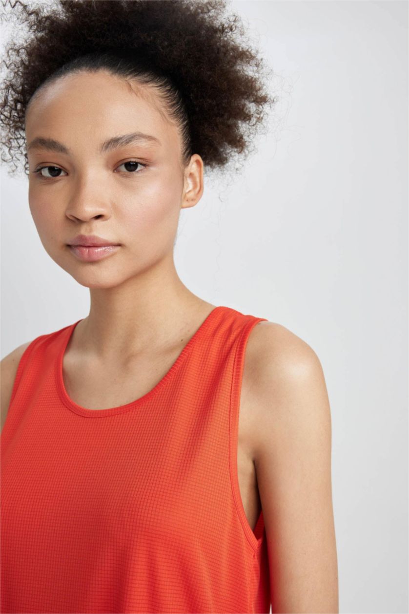 FEMME Orange Defacto Fit Comfort Fit Col Rond Athlète Athlète