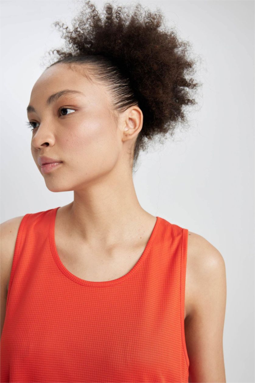 FEMME Orange Defacto Fit Comfort Fit Col Rond Athlète Athlète