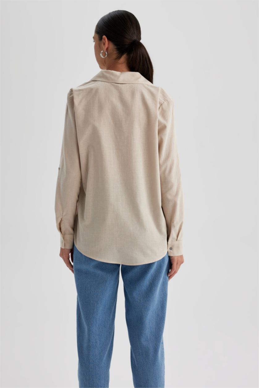 FEMME Beige Regular Fit Long Sleeve Shirt