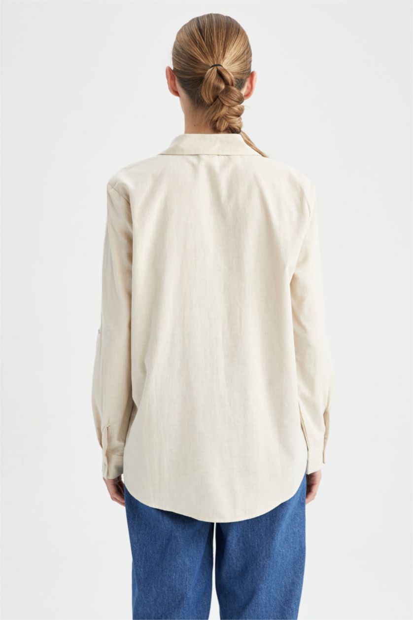 FEMME Beige Regular Fit Long Sleeve Shirt