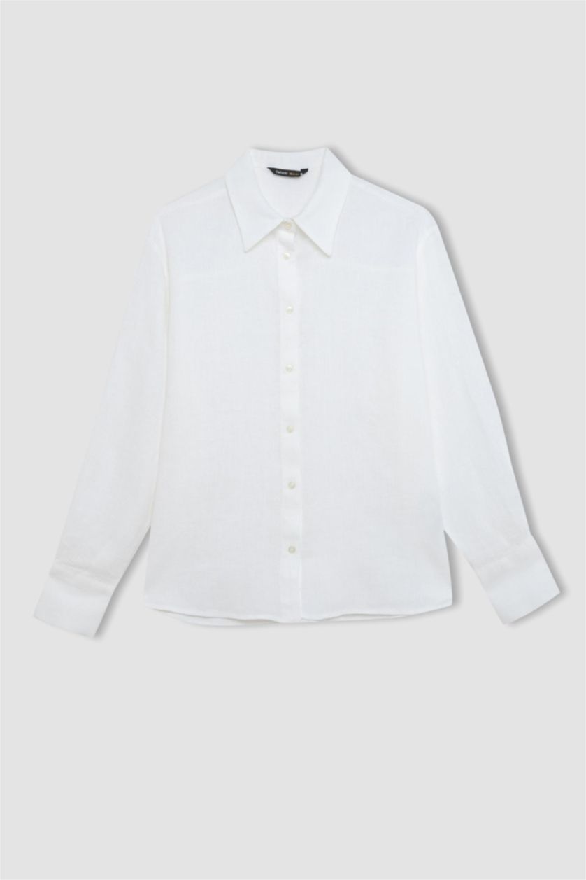 Kadın Beyaz Oversıze Keten