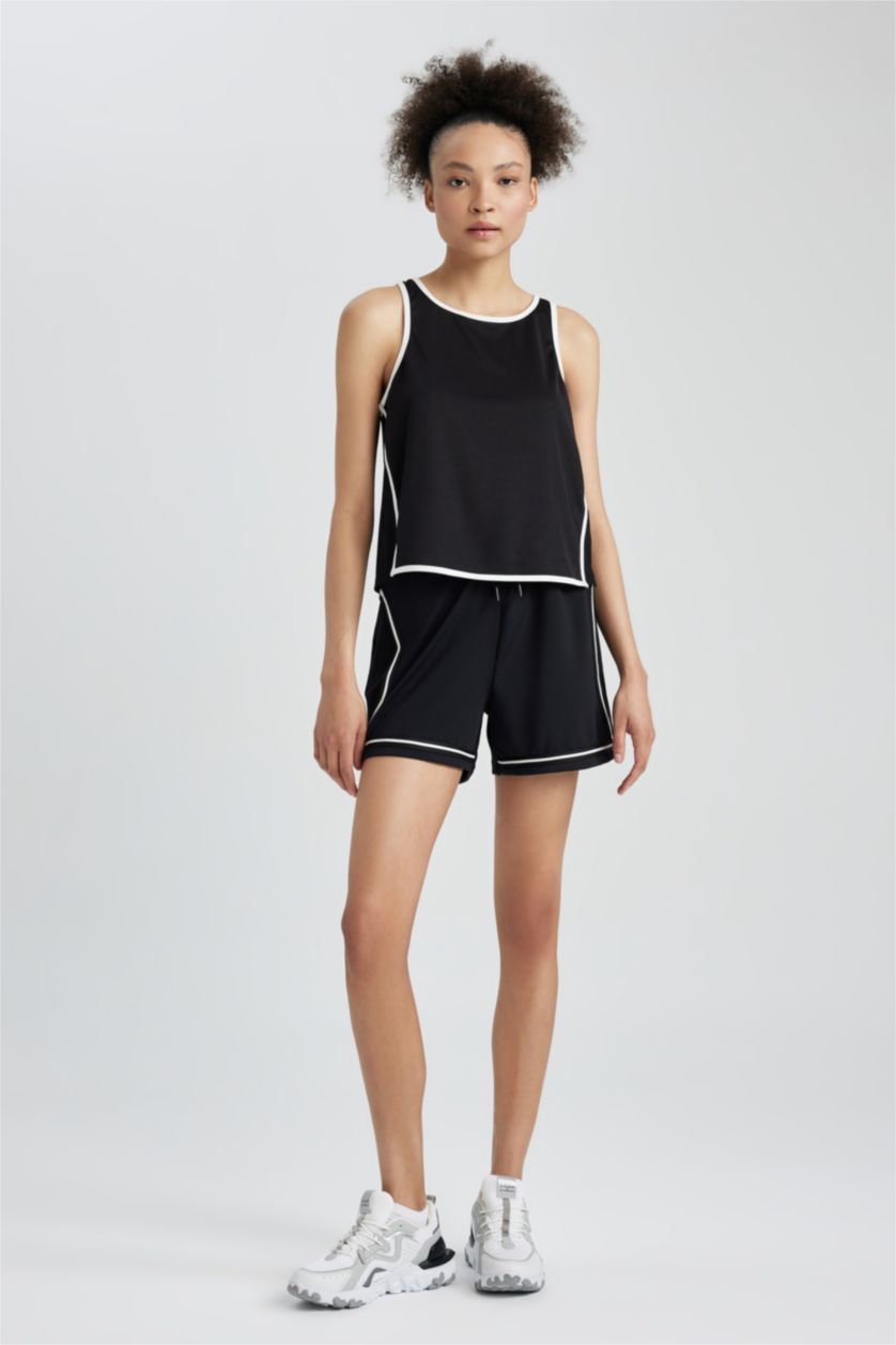 حريمي أسود شورت رياضي قصة عادية بجيب من DeFactoFit