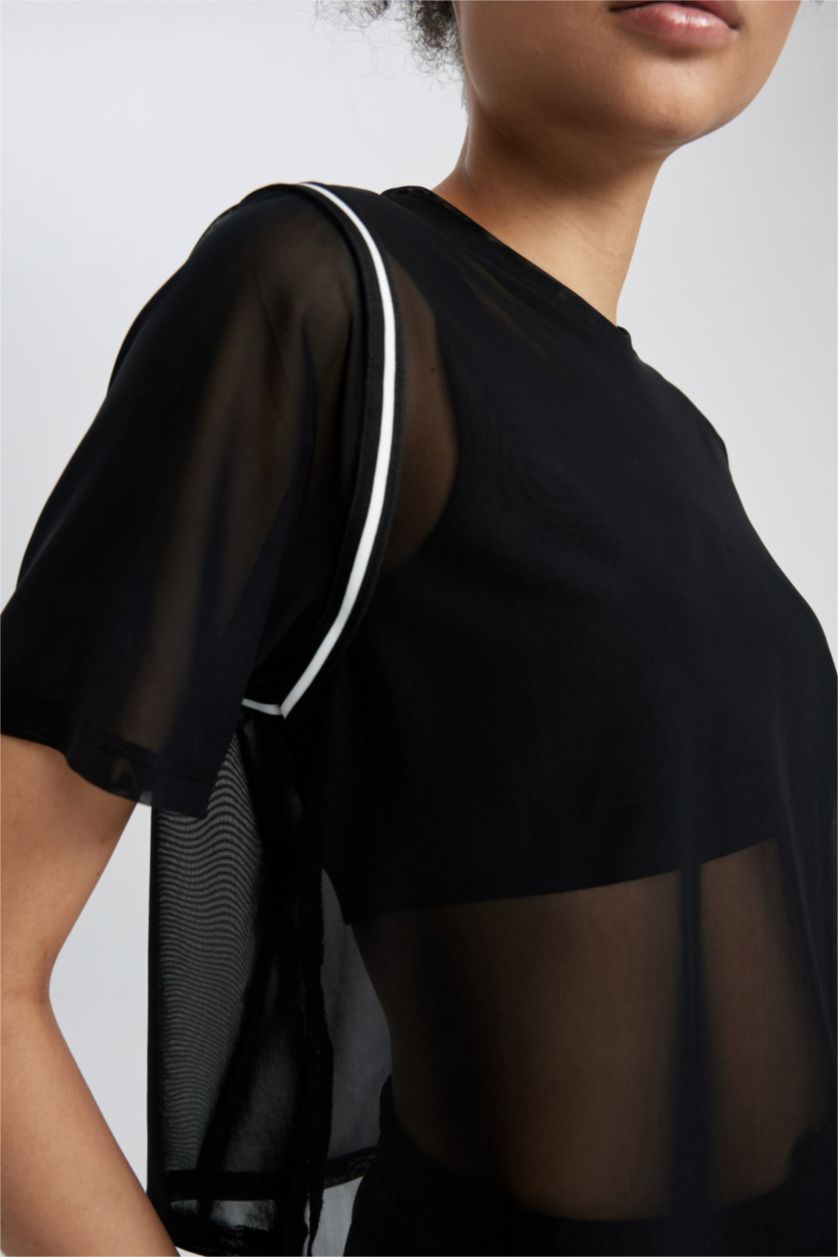 نساء أسود تيشيرت قصير رياضي من DeFactoFit