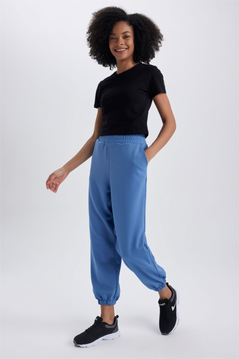 WOMAN Dark Blue DeFactoFit Oversize Fit Double Pocket Jogger Sweatpants