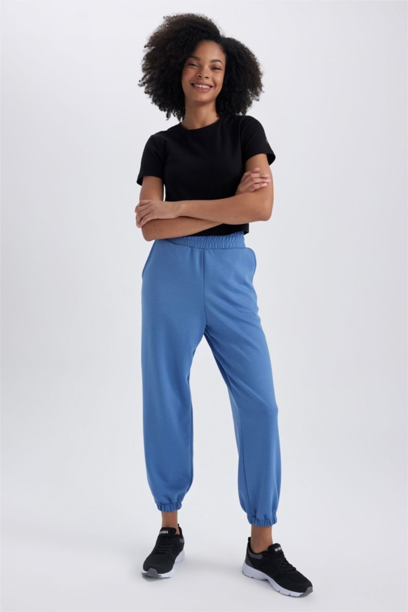 WOMAN Dark Blue DeFactoFit Oversize Fit Double Pocket Jogger Sweatpants