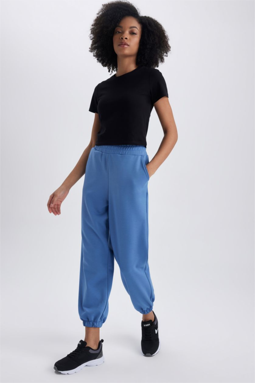 WOMAN Dark Blue DeFactoFit Oversize Fit Double Pocket Jogger Sweatpants