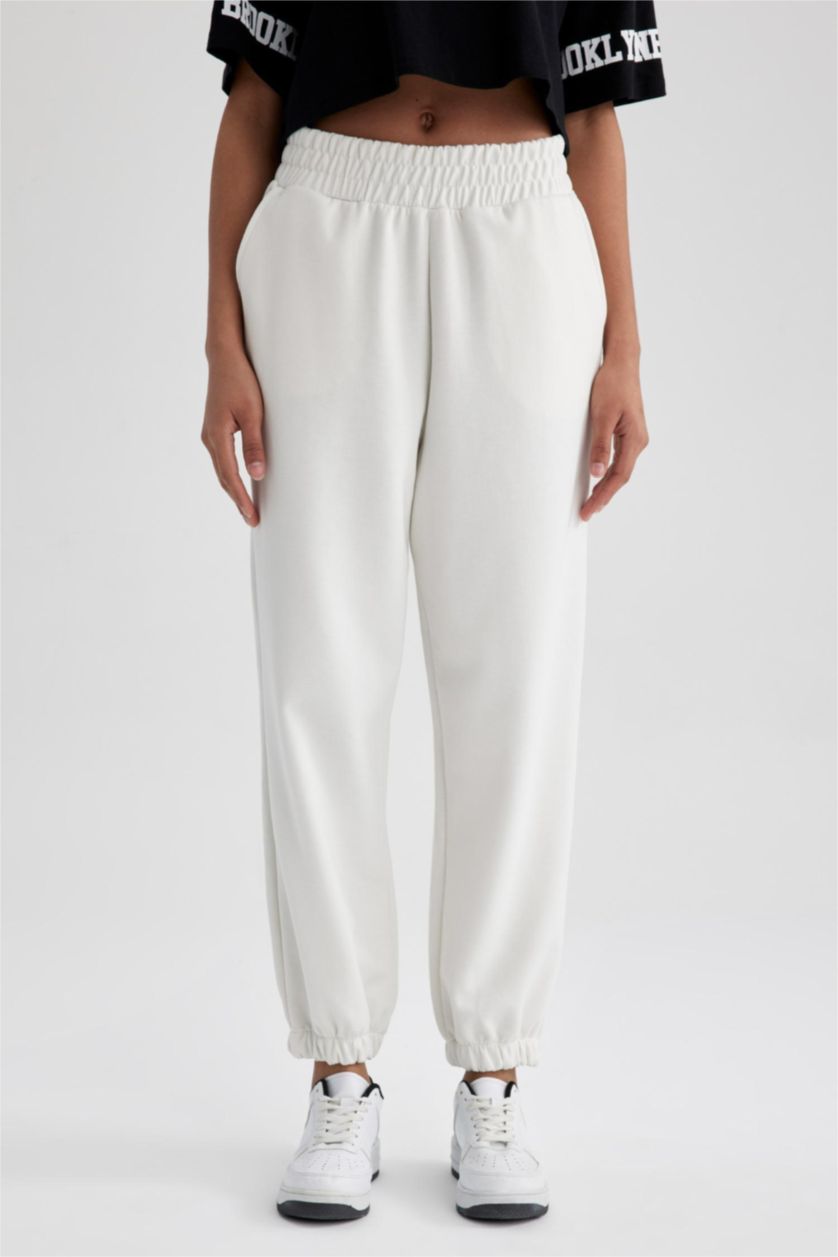WOMAN Ecru DeFactoFit Oversize Fit Double Pocket Jogger Sweatpants