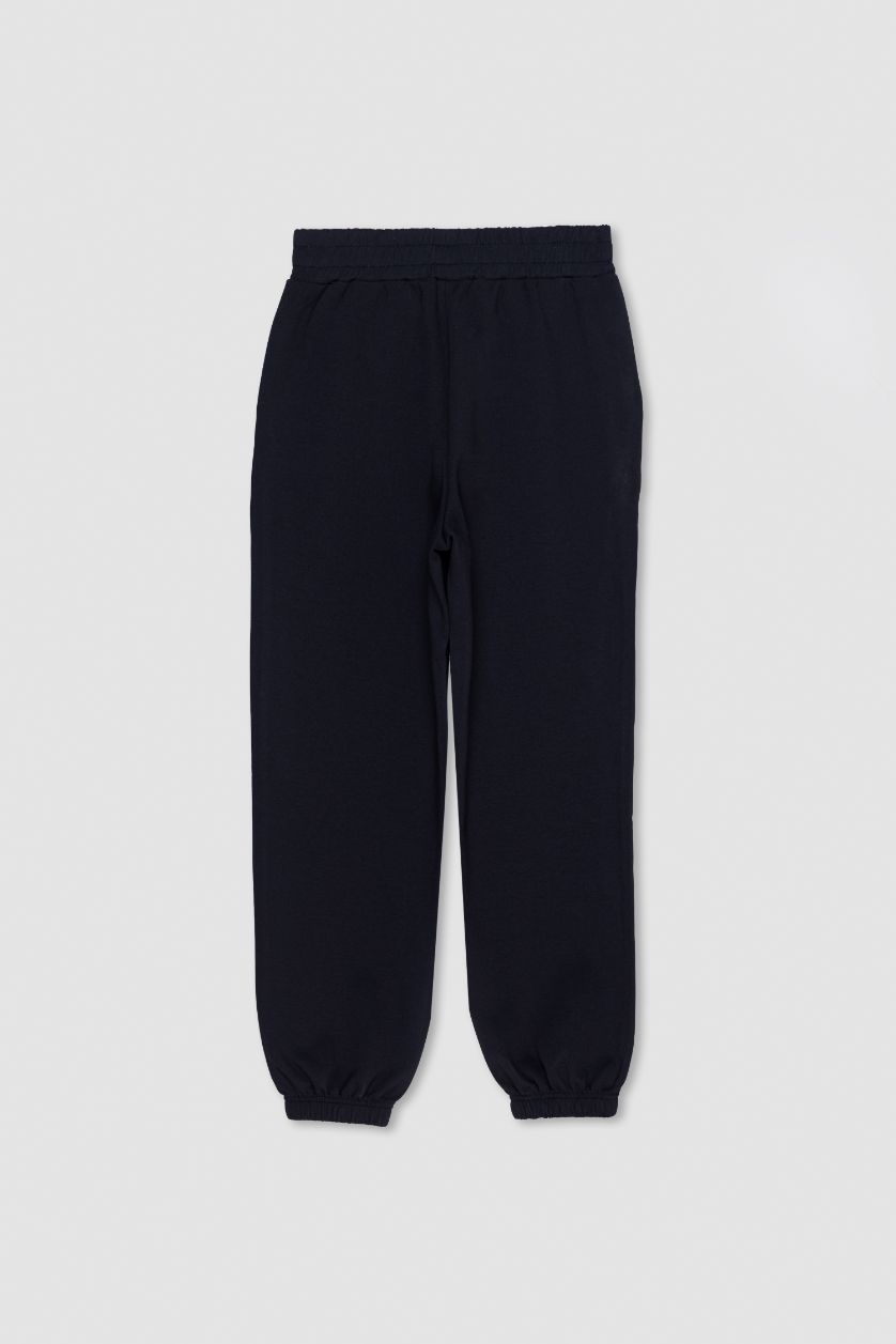 Kadın Siyah Oversize Geniş Kalıp İnce Sporcu Eşofman Altı Çift Cepli Jogger Paça Standart Boy Skuba Dalgıç Kumaş