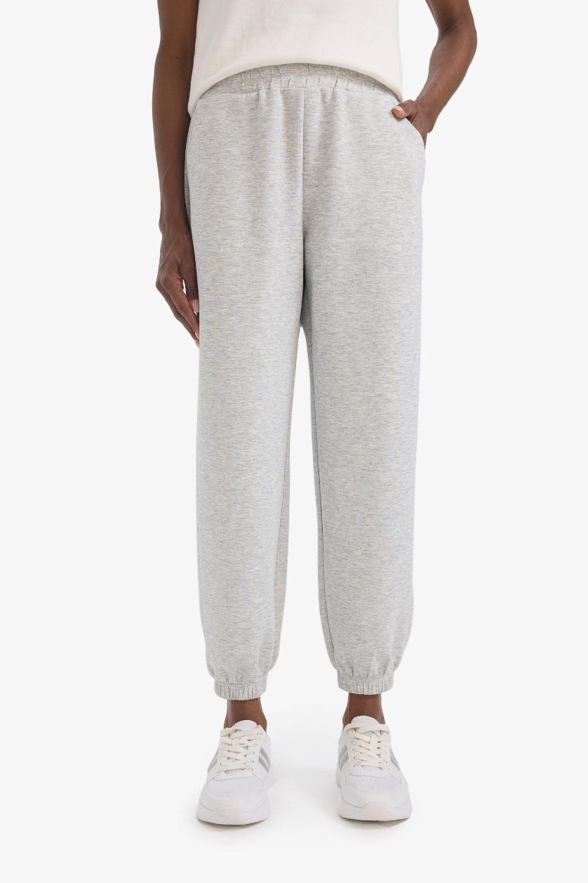 FEMME Gris Pantalon Jogging de sport à poches en tissu scuba Coupe standard de DeFactoFit