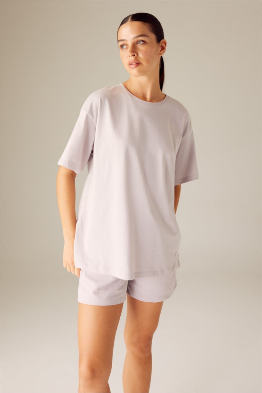 WOMAN Light Lilac Comfort Fit Crew Neck Slogan Short Sleeve T-Shirt