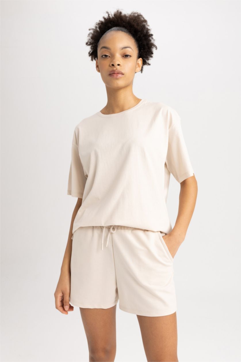 WOMAN Ecru DeFactoFit Standard Fit Sports Thin Fabric Shorts