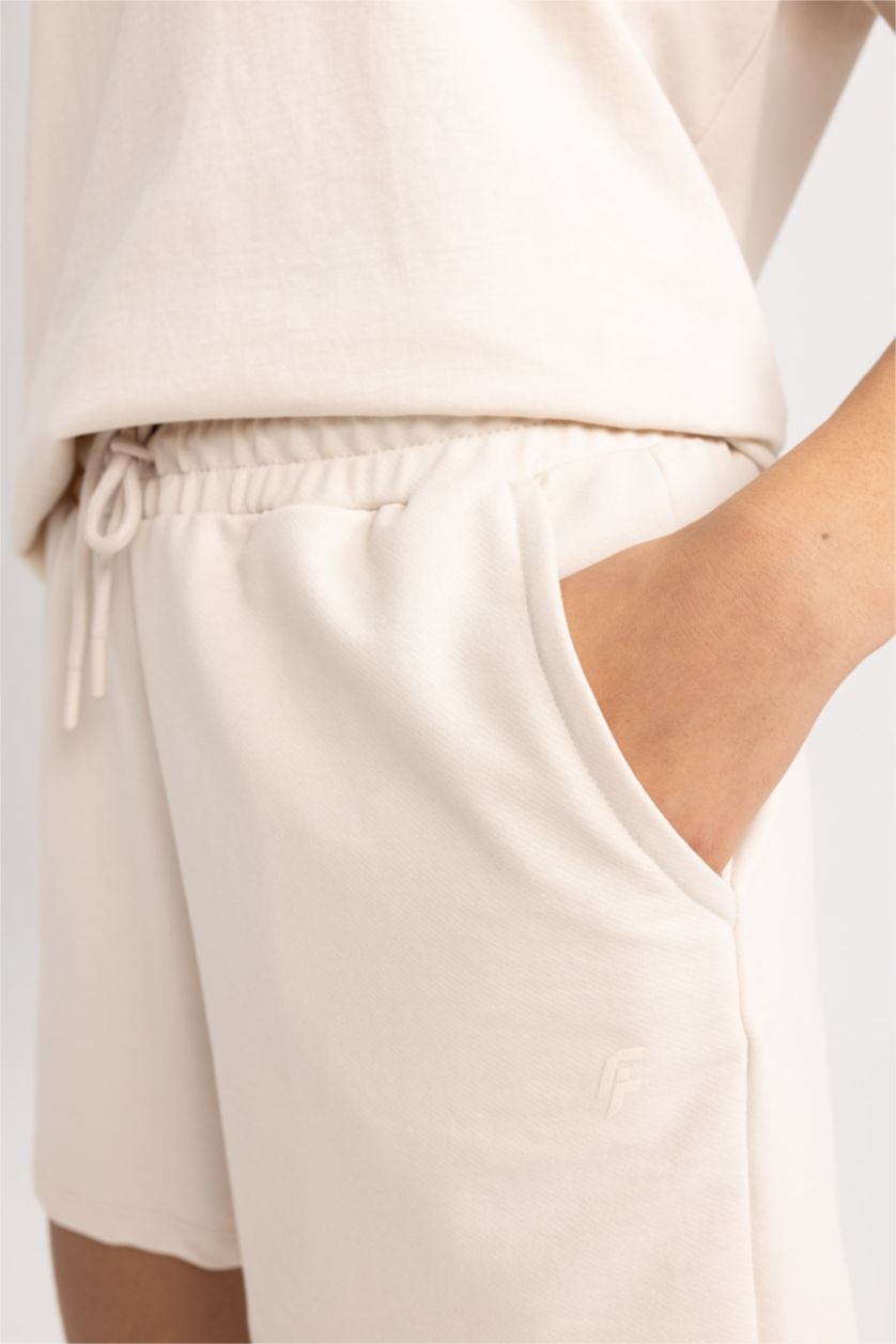 WOMAN Ecru DeFactoFit Standard Fit Sports Thin Fabric Shorts