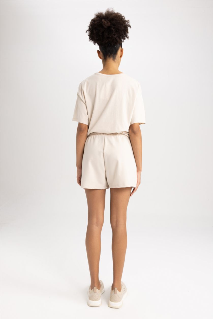 WOMAN Ecru DeFactoFit Standard Fit Sports Thin Fabric Shorts