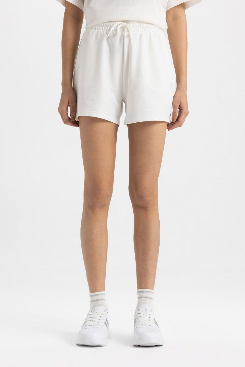 Woman Ecru DeFactoFit Standard Fit Short Sports Shorts