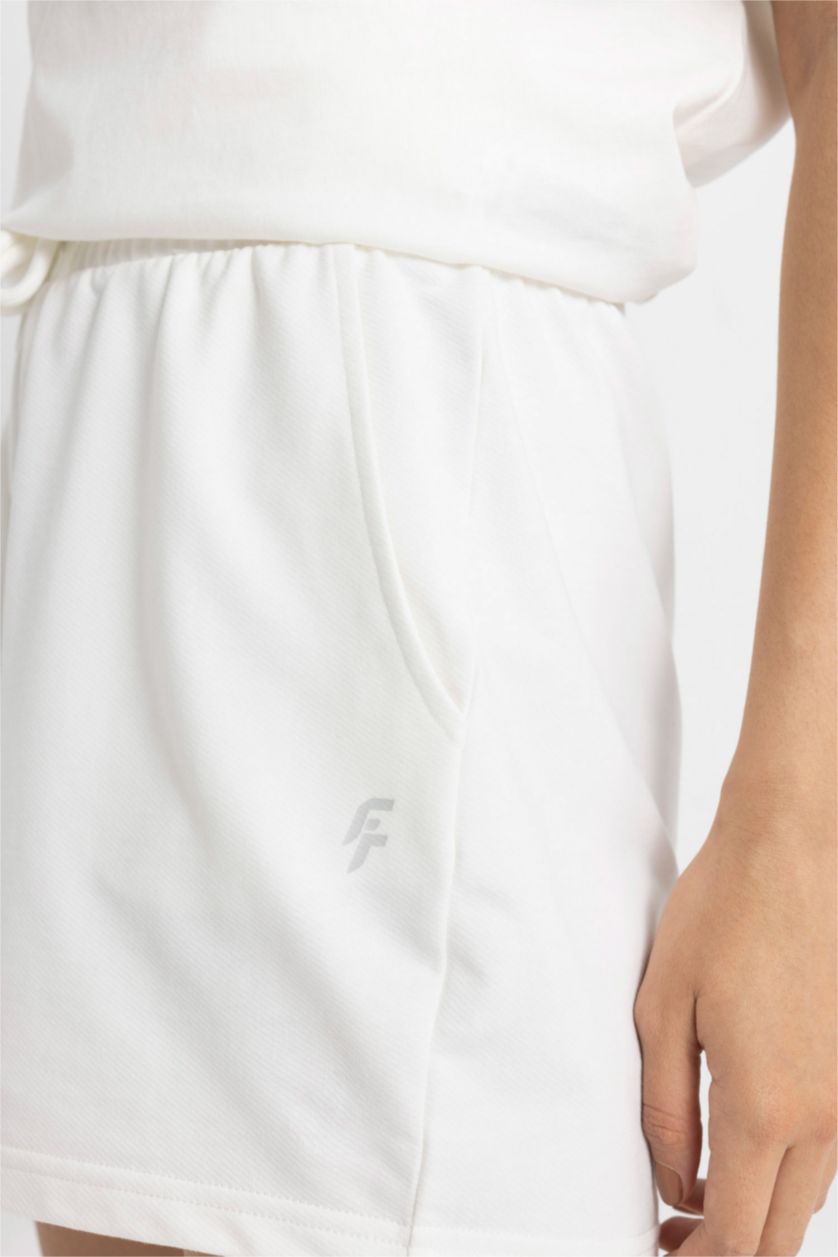 Woman Ecru DeFactoFit Standard Fit Short Sports Shorts