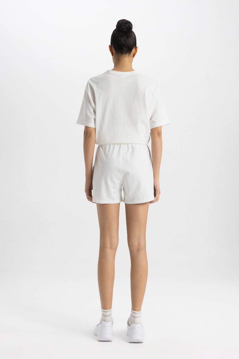 Woman Ecru DeFactoFit Standard Fit Short Sports Shorts