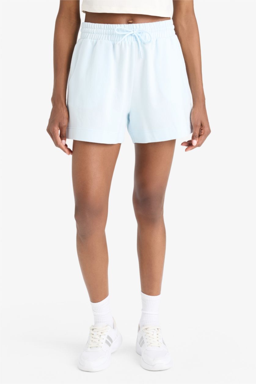 WOMAN Light Blue DeFactoFit Standard Fit Sports Basic Shorts