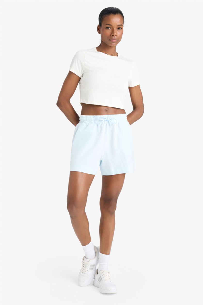 WOMAN Light Blue DeFactoFit Standard Fit Sports Basic Shorts