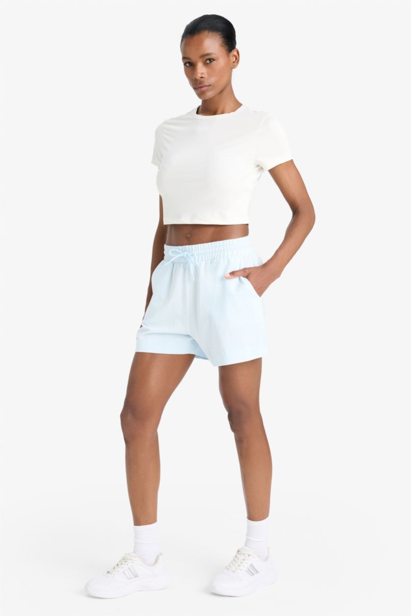 WOMAN Light Blue DeFactoFit Standard Fit Sports Basic Shorts