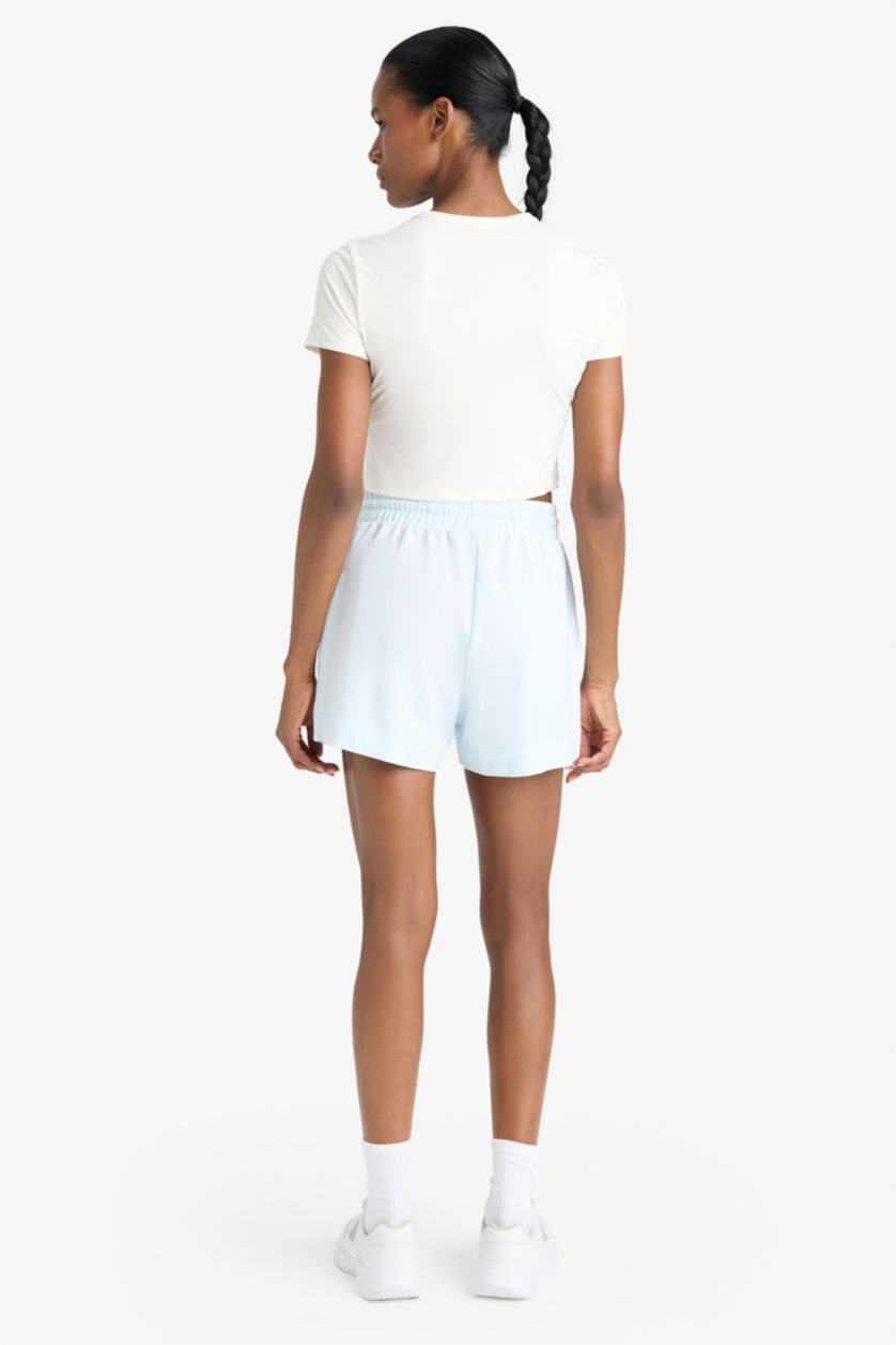 Kadın Açık Mavi Standart Fit Sporcu Kısa Paça Basic Düz Şort