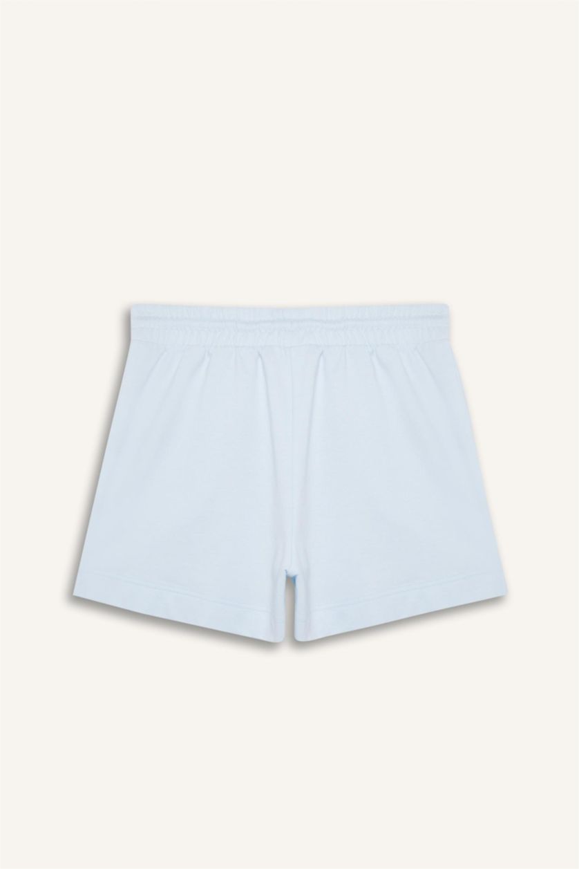 Kadın Açık Mavi Standart Fit Sporcu Kısa Paça Basic Düz Şort