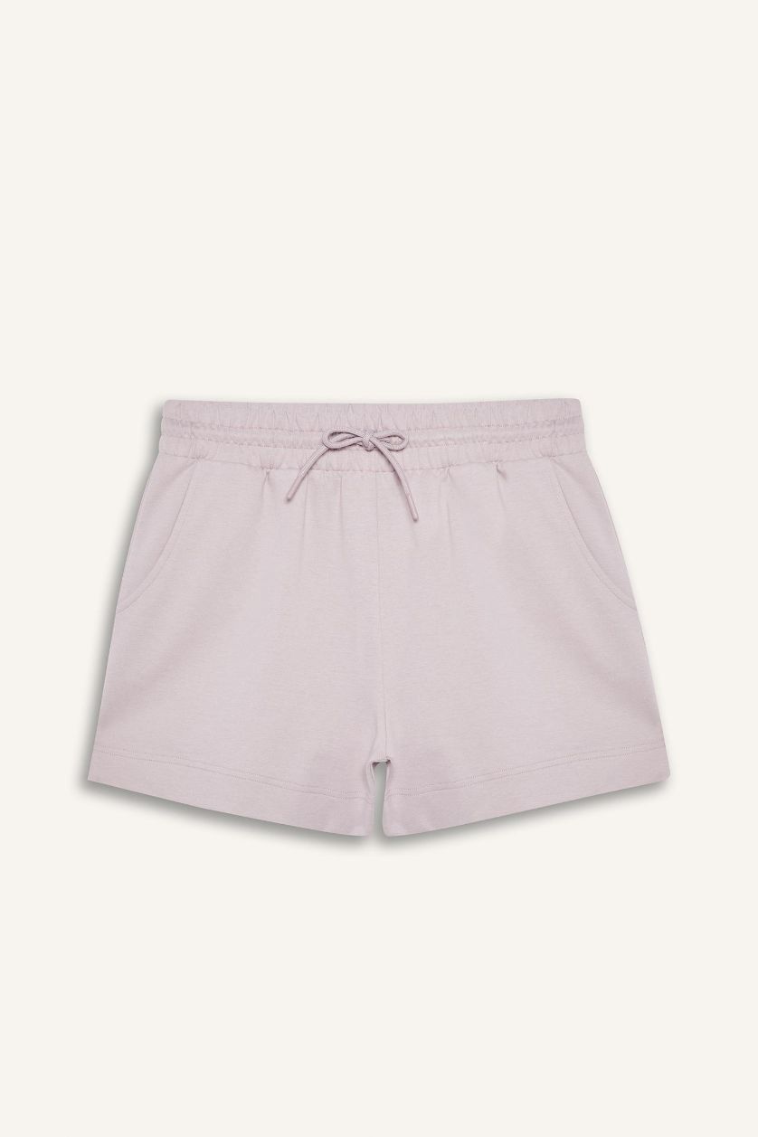 Kadın Açık Lila Standart Fit Sporcu Kısa Paça Basic Düz Şort